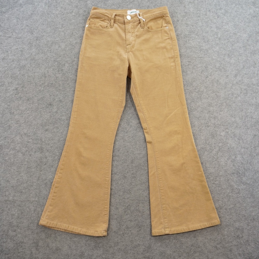 FRAME Pants Womens 26 Beige Le Crop Flare Corduroy High Rise Crop New